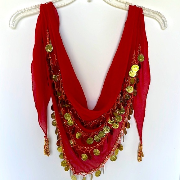 Belly Dancer Belt Skirt Scarf with Dangling Coins - Picture 1 of 3